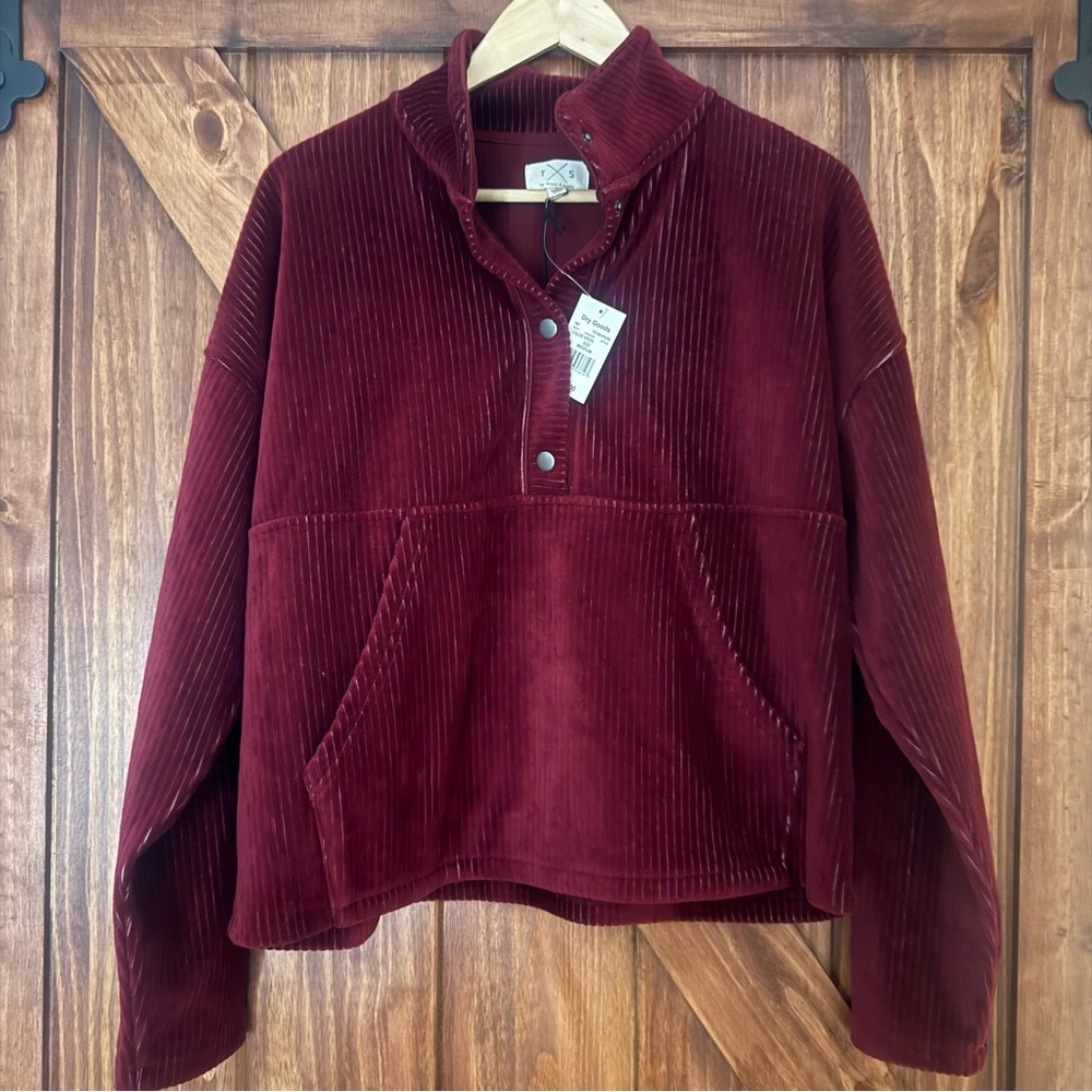 NWT Thread & Supply Burgundy Corduroy Pullover Medium
